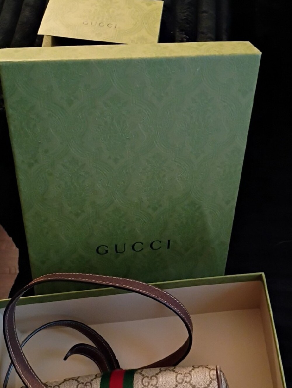 Gucci Beige/Brown Monogram Crossbody with Green-Red Web - Picture 5 of 11